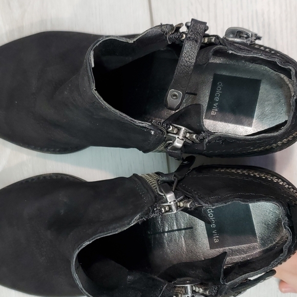 Dolce Vita Women Moto Leather Double Zip Heels Boots shoes sz 7.5 - Picture 13 of 14